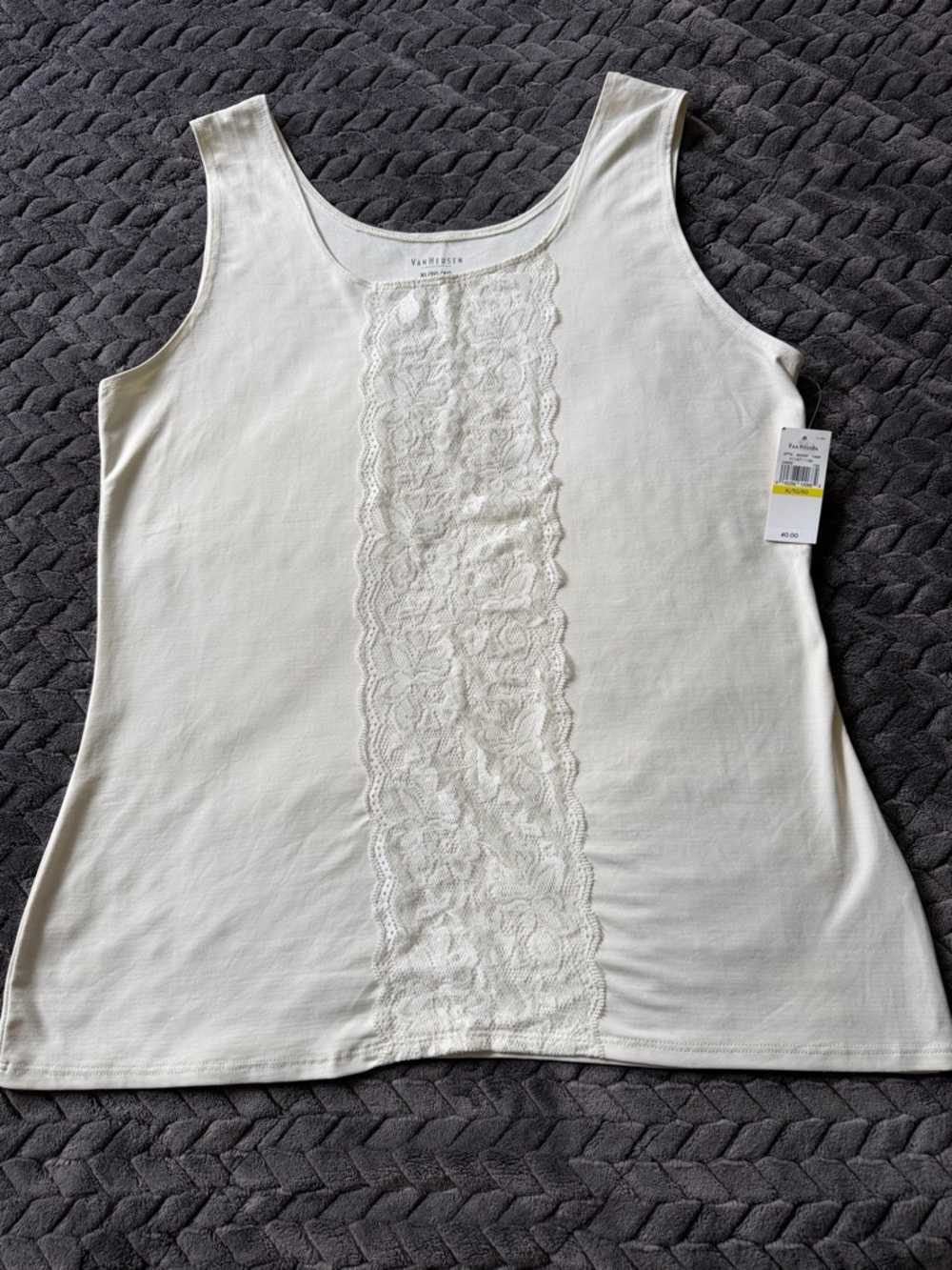 Van Heusen Ivory Lace-Front Tank Top